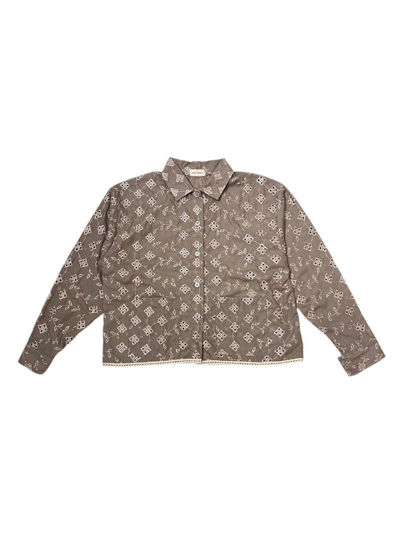 Jenna Embroidery Shirt-Jacket Brown