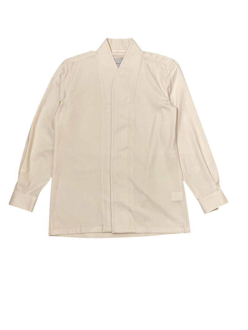 JS229 Cream Collarless Double Placket Longsleeves TR