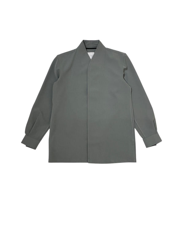 JR180 Dusty Blue Greyish Collarless Double Placket Longsleeves TR
