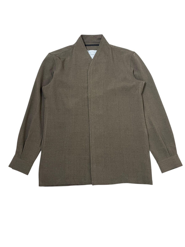JS208 Dark Brown Collarless Double Placket Longsleeves TR