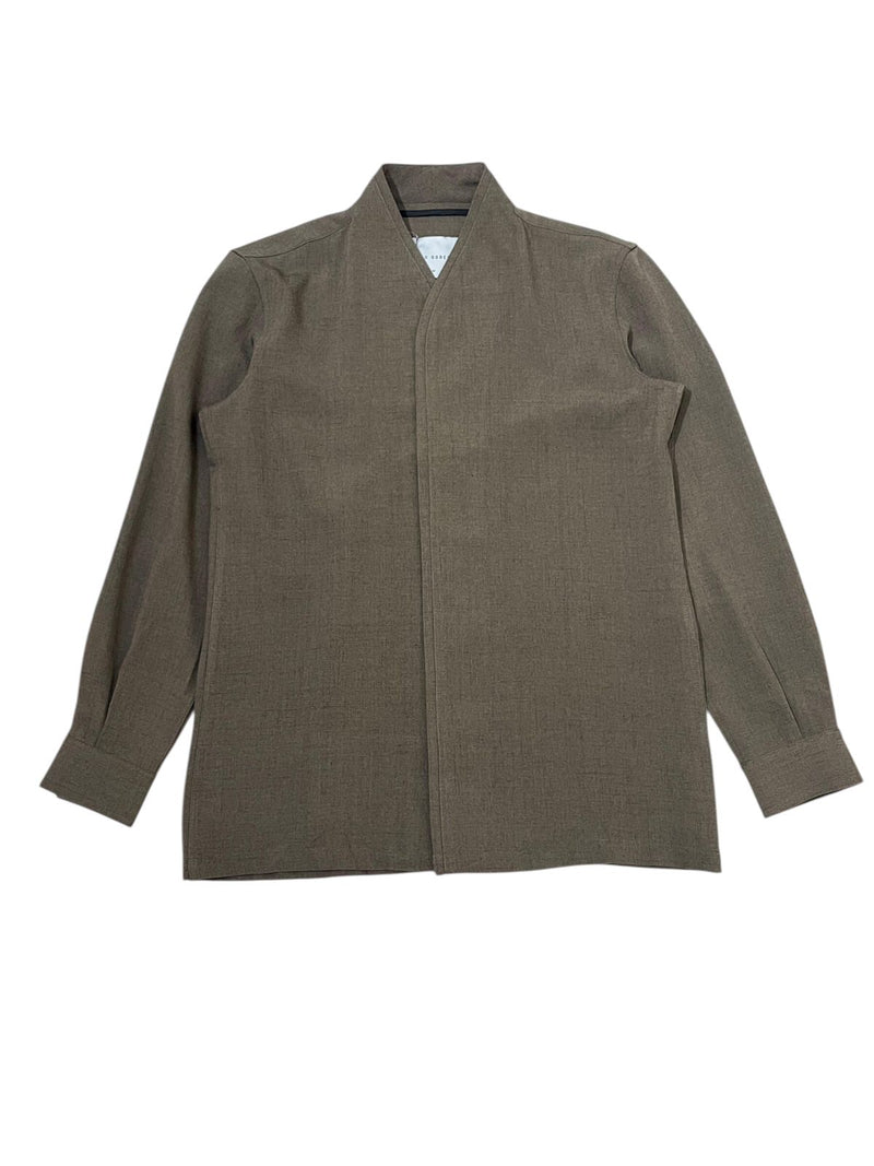 JS208 Dark Brown Collarless Double Placket Longsleeves TR