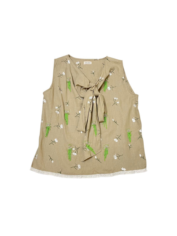 Amalia Beaded Sleeveless Top Creme