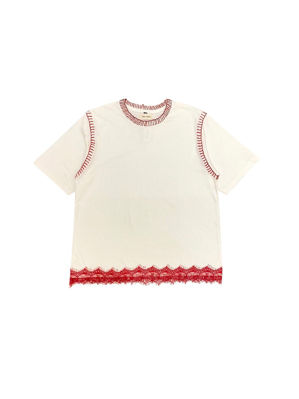 Abby Lace Red-White Tee