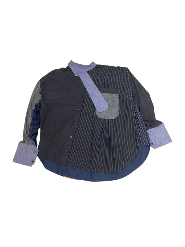 Meeya Asymmetric Shirt Blue Black