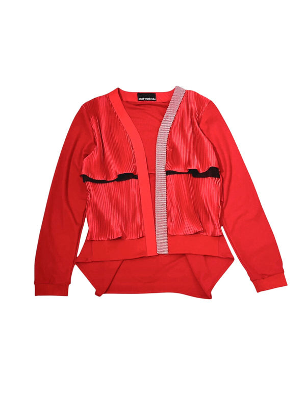 Just A Simple Cardi Red Mix Pleats