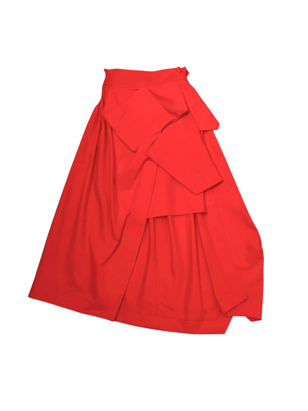 Origami Midi Skirt Red