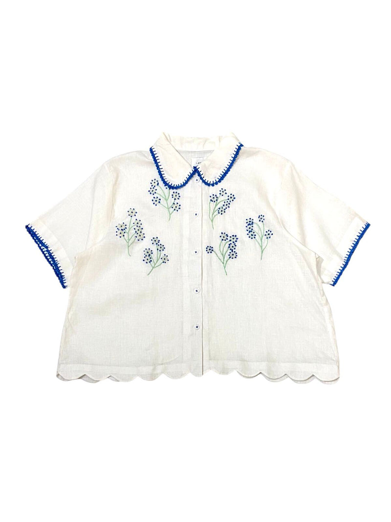 Du Jour Blue Montana Flower Broken White - Short