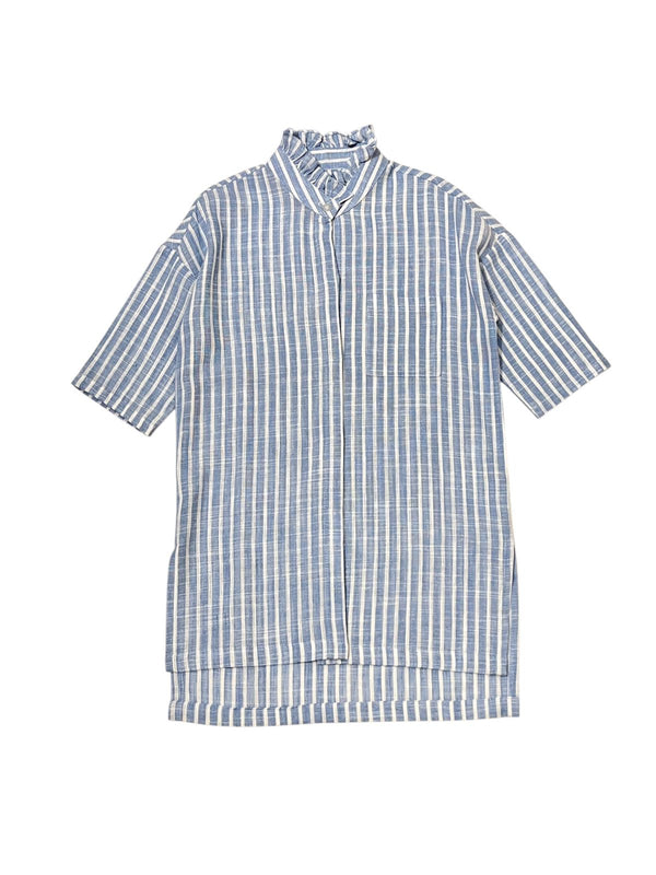 Snuggle Blue Tops Ruffle - Kids Stripes Blue