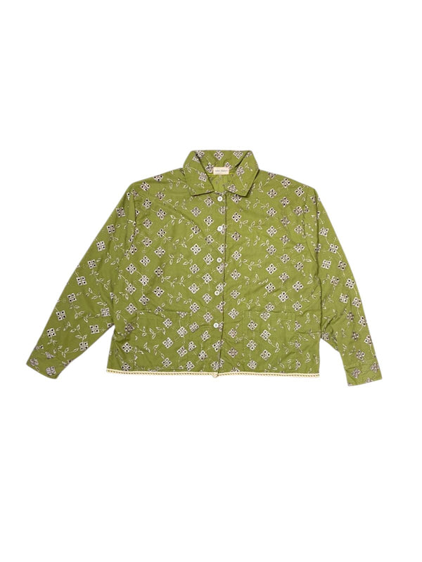 Jenna Embroidery Shirt-Jacket Green