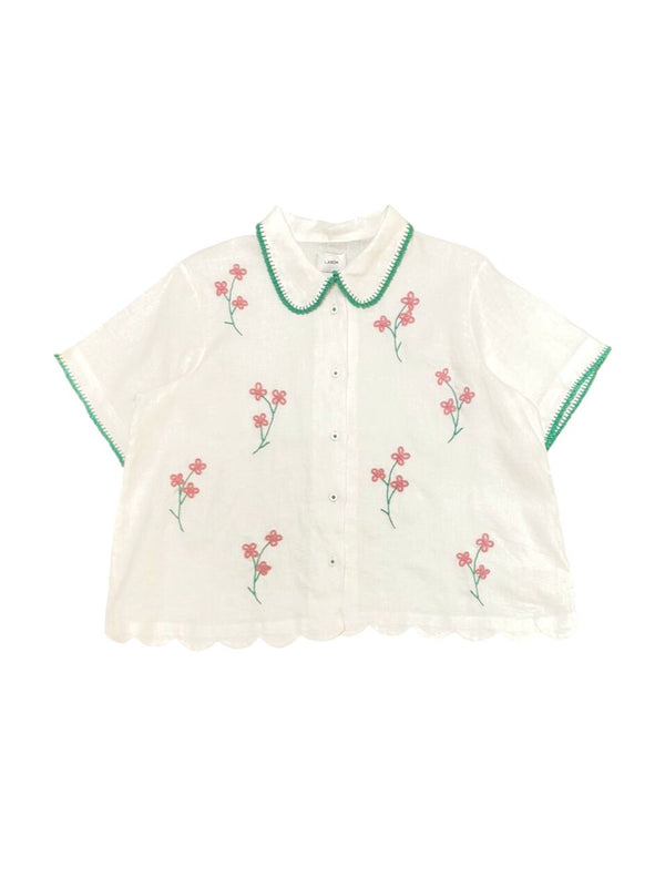 Du Jour Pink Lathy Flower Broken White - Short
