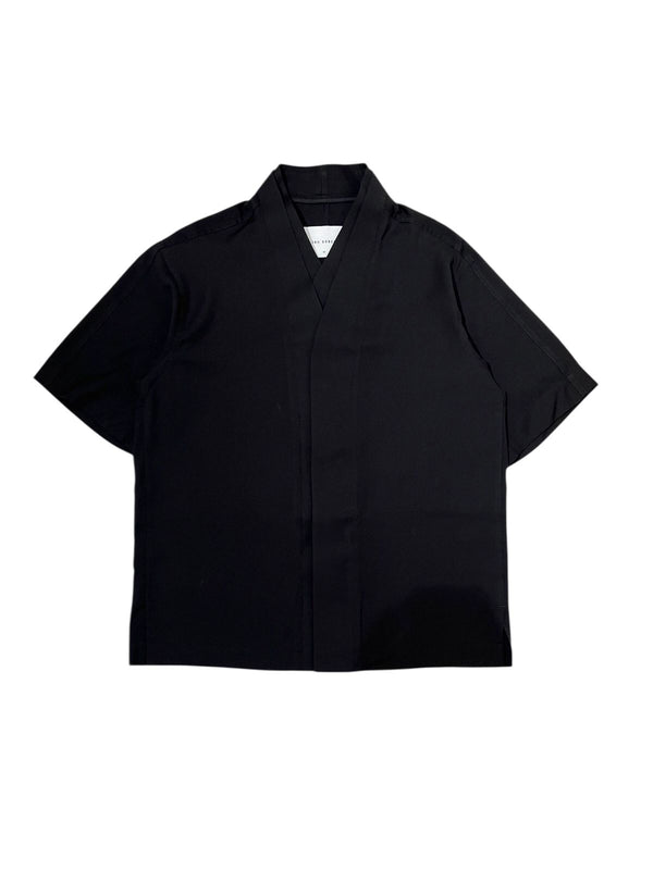 JS Black Loose Double Collar Part 5 Shortsleeves Shirt EF