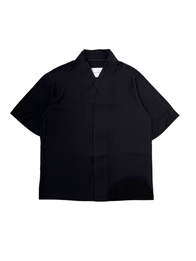 JS Black Loose Double Collar Part 5 Shortsleeves Shirt EF