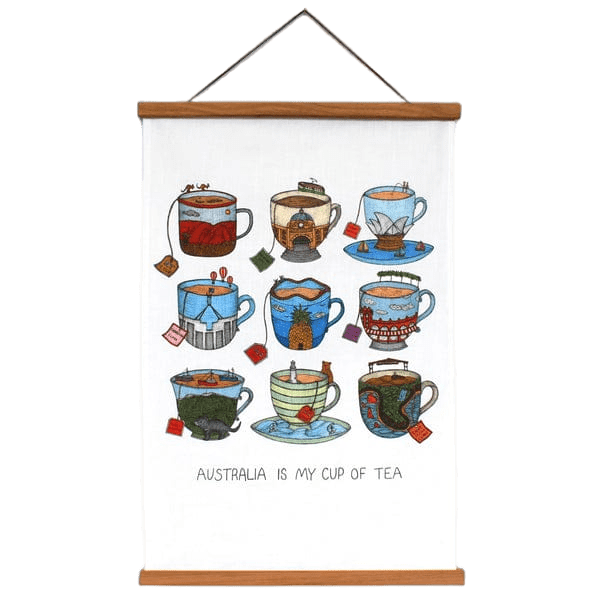 Aussie Teacup - Art Tea Towel
