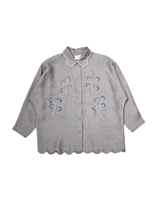 Du Jour Blue Dills Flower Grey - Long