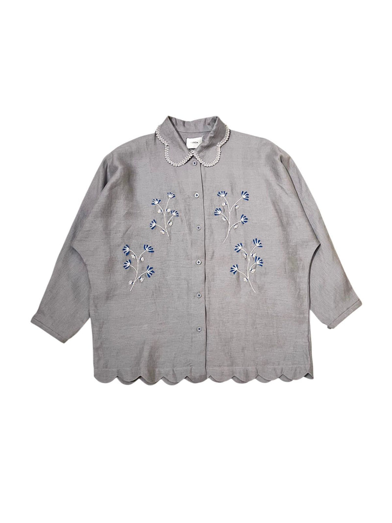 Du Jour Blue Dills Flower Grey - Long