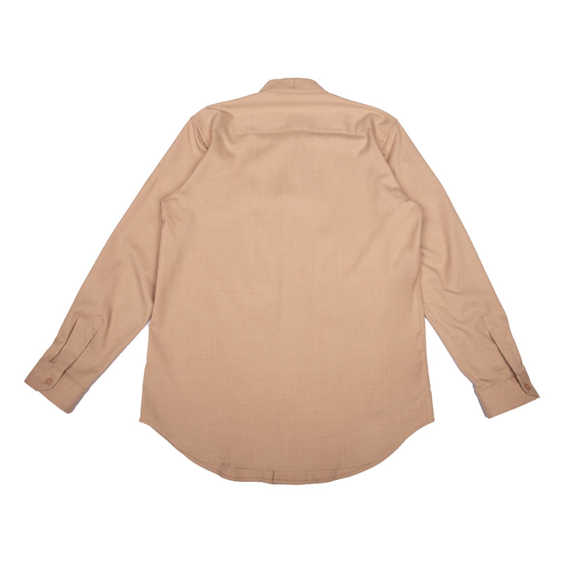 Brown Camel Collarless Part 5 Long Sleeves Shirt