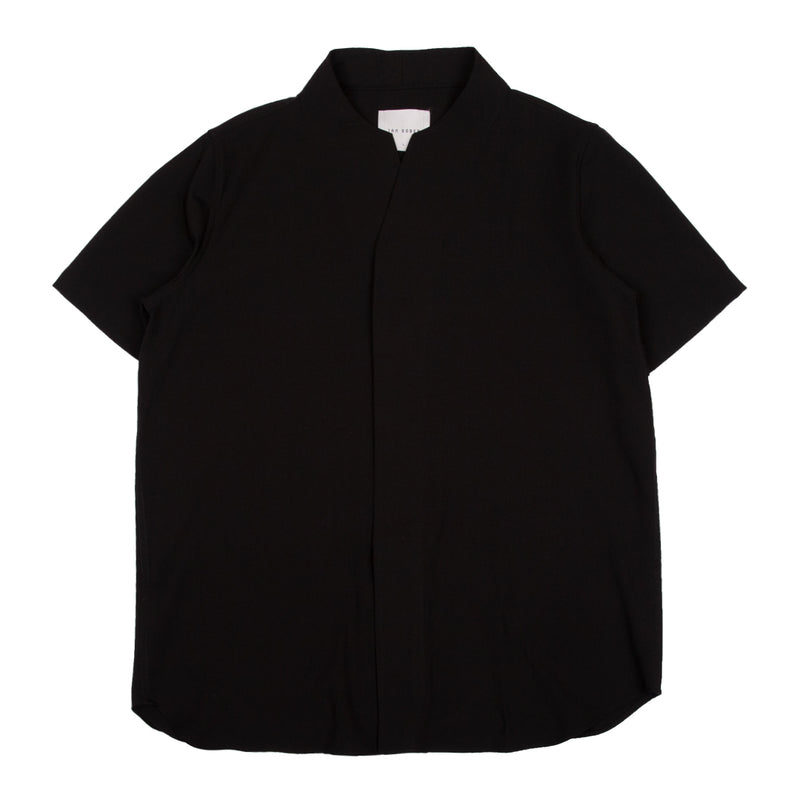 Black Collarless Part 1 Shortsleeves Shirt